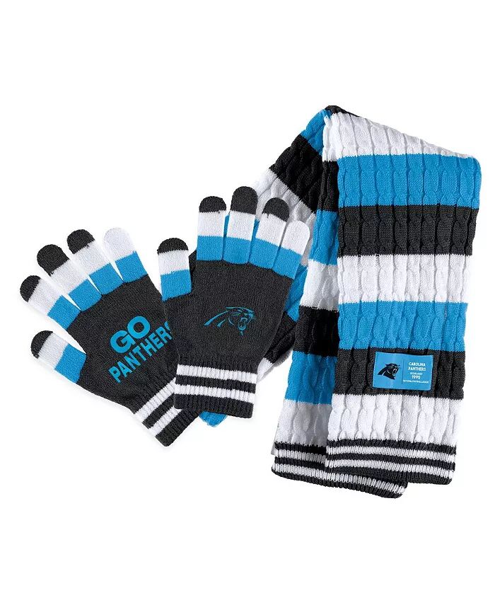 

Женский комплект из полосатого шарфа и перчаток Carolina Panthers WEAR by Erin Andrews