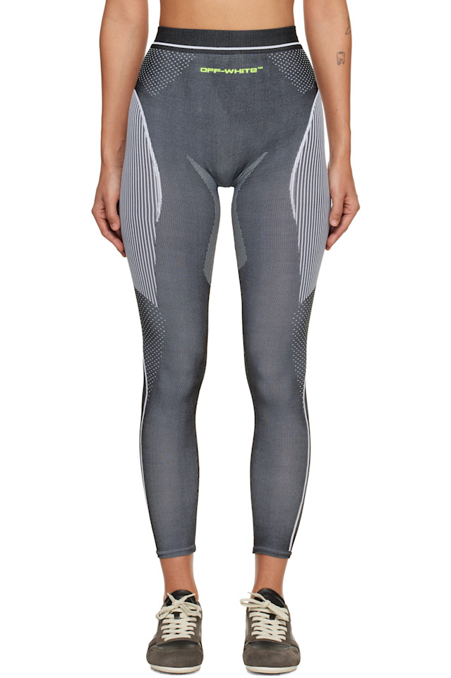 

Off-White Бесшовные леггинсы с логотипом гонки в виде стрелы, серые
