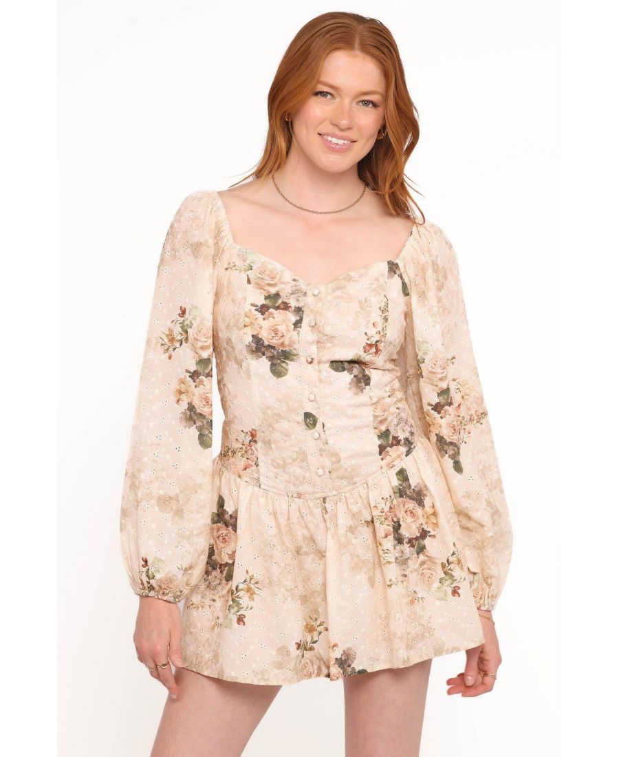 

Женский комбинезон с длинными рукавами Greta Petal and Pup, Beige floral