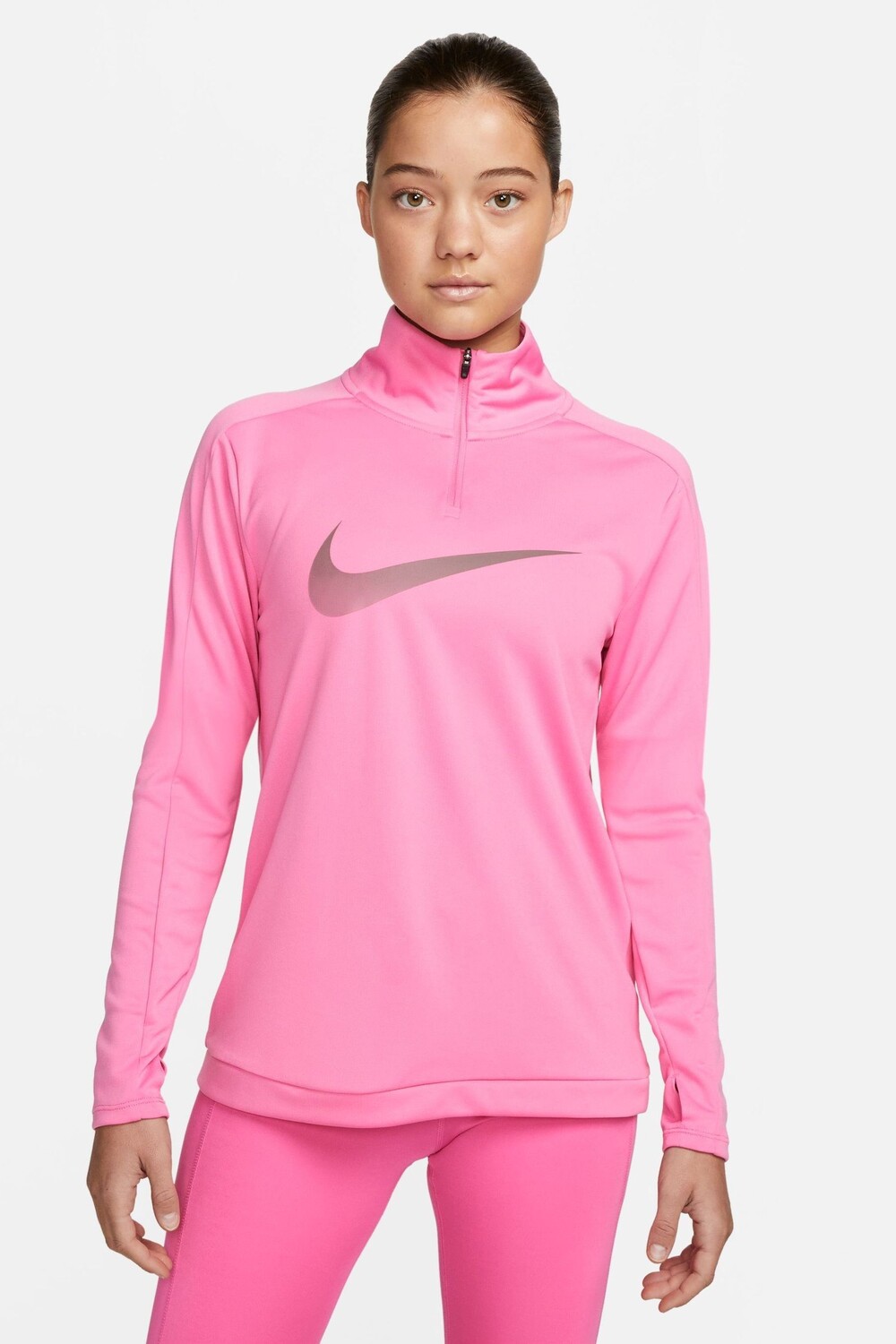 

Топ Dri-FIT Zwoosh с короткой молнией Длинные рукава Nike, розовый