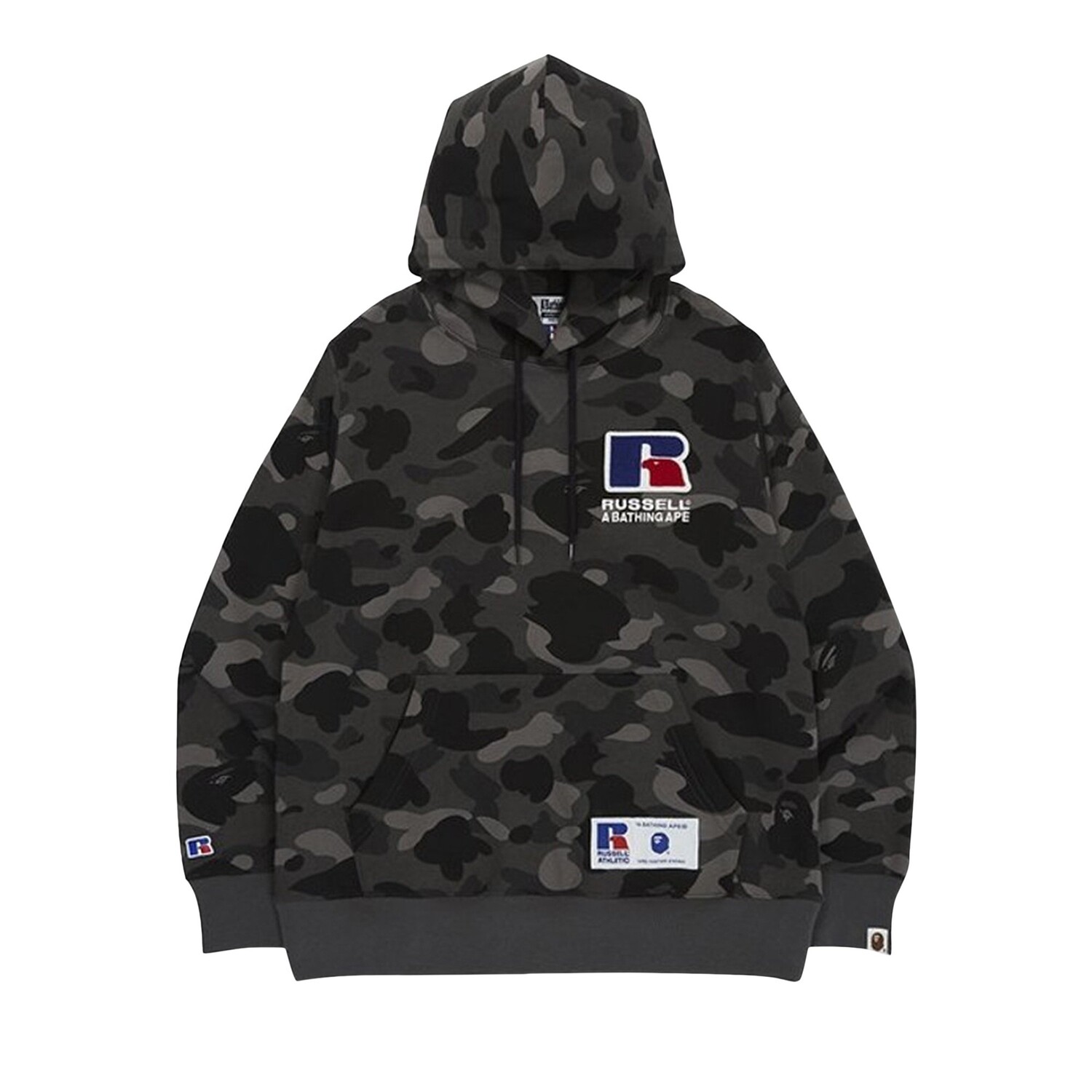 

Толстовка для колледжа с камуфляжным принтом BAPE x Russell, цвет Черный