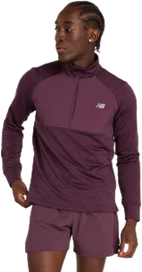 

New Balance Мужская спортивная куртка Heat Grid 1/2 Zip, Plum Brown