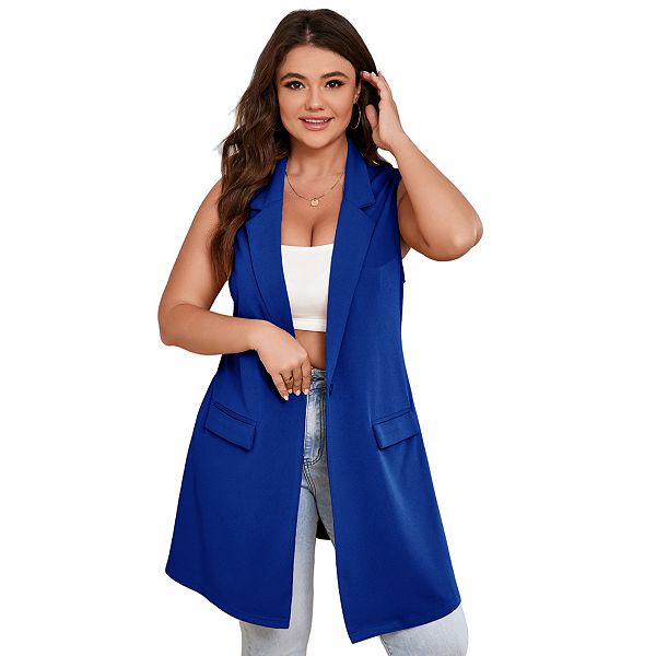 

Женский бесшовный блейзер с лацканами на одной пуговице для офиса Elitespirit, Royal Blue