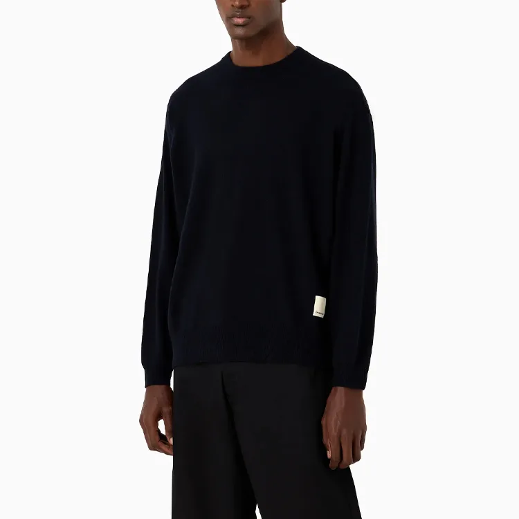 Джемпер Fine knit с логотипом EMPORIO ARMANI, темно- синий — фото 4