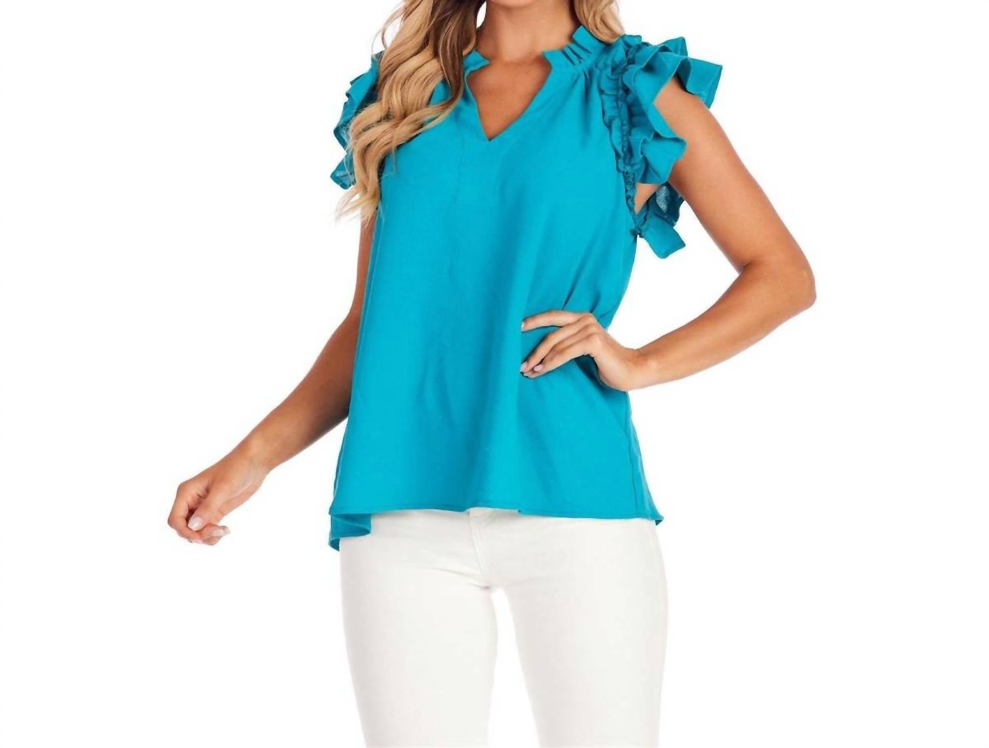 

Топ с оборками Dahlia в цвете Teal mudpie