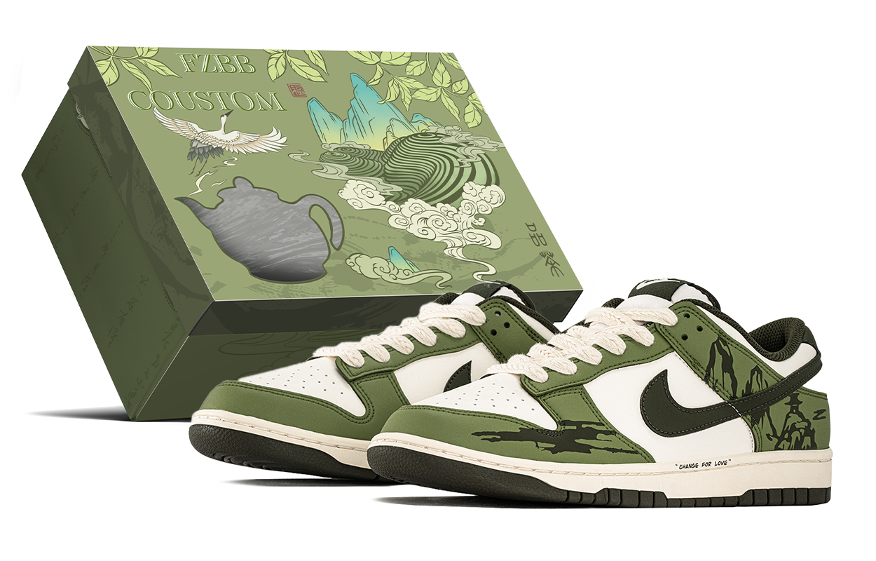 

Nike Кроссовки для скейтбординга Dunk, износостойкие, низкие, мужские, бежево-зеленые