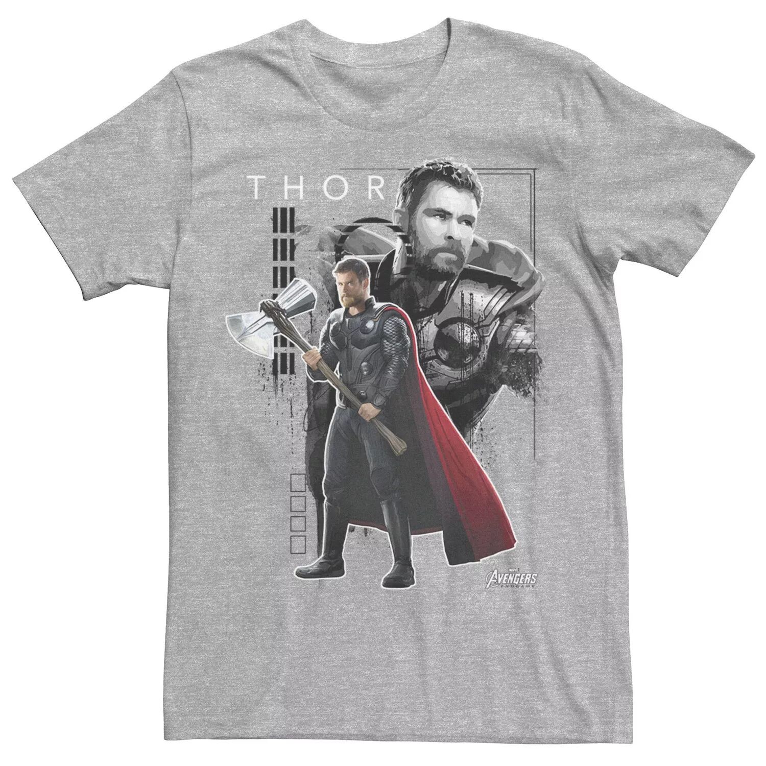 

Мужская футболка с портретом и коллажем «Marvel Avengers Endgame Thor» Licensed Character, серебристый