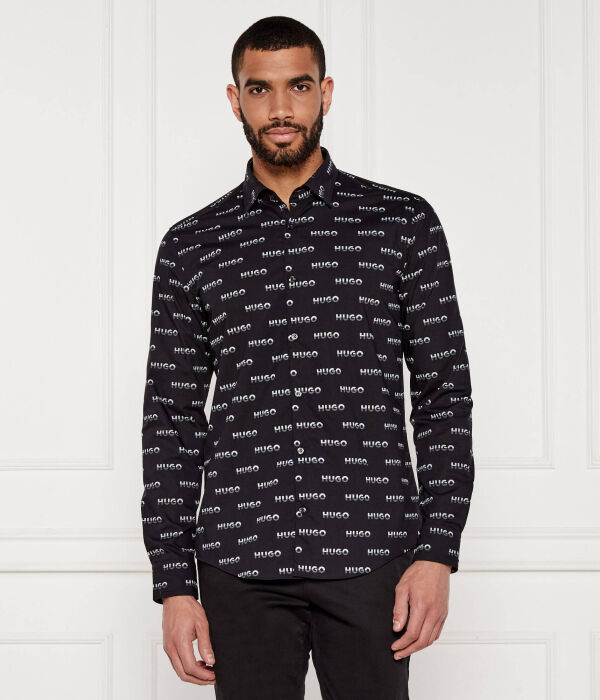 

Рубашка с воротником Slim fit Hugo, черный