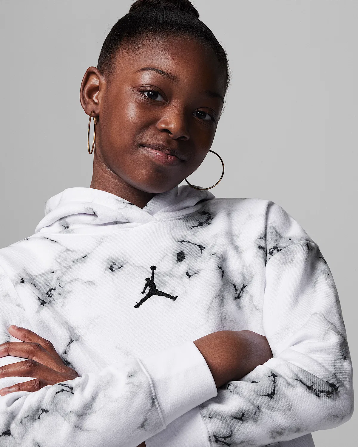 Детская худи Jordan Essentials Printed Pullover Hoodie, White — фото 3