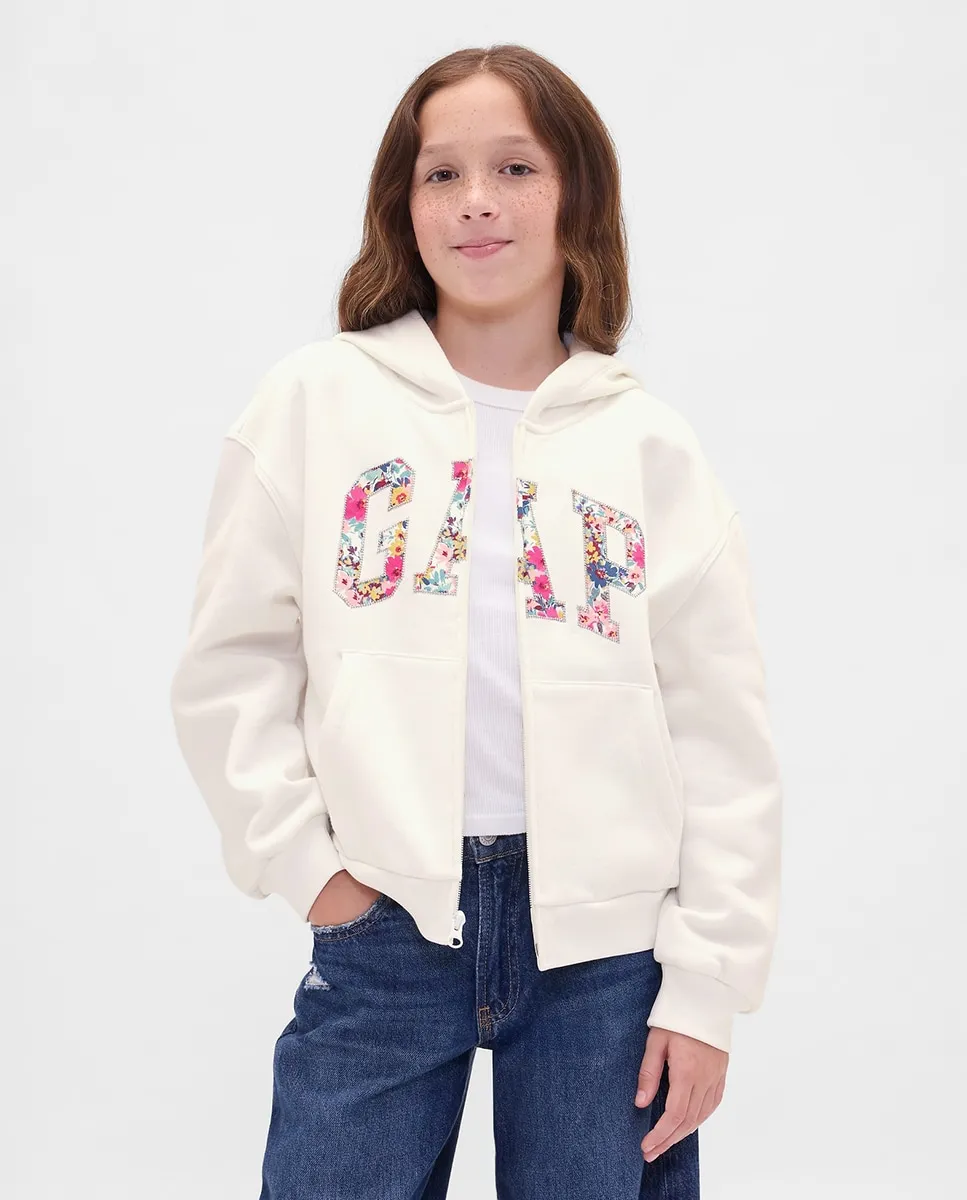 

открытая толстовка для девочки с логотипом на груди Gap, белый
