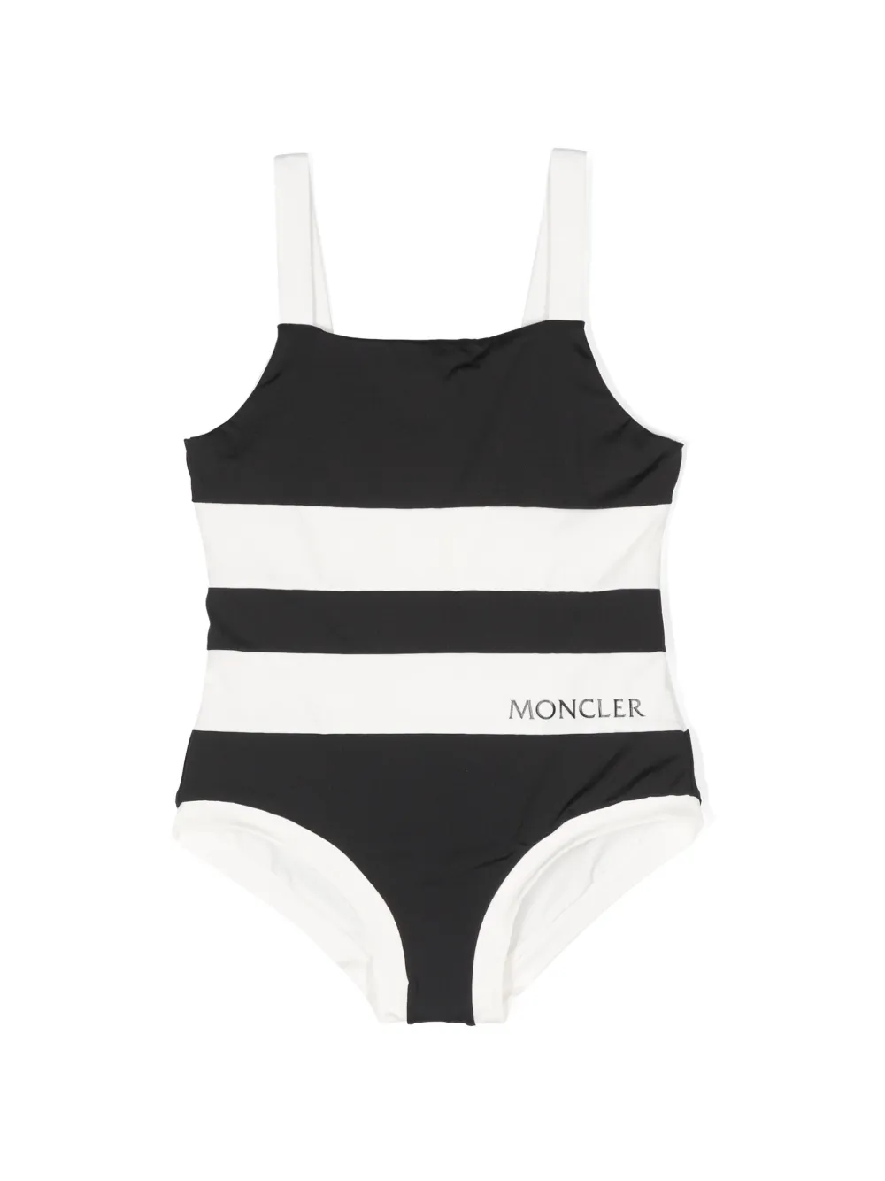 

Полосатый купальник с логотипом Moncler Enfant, черный