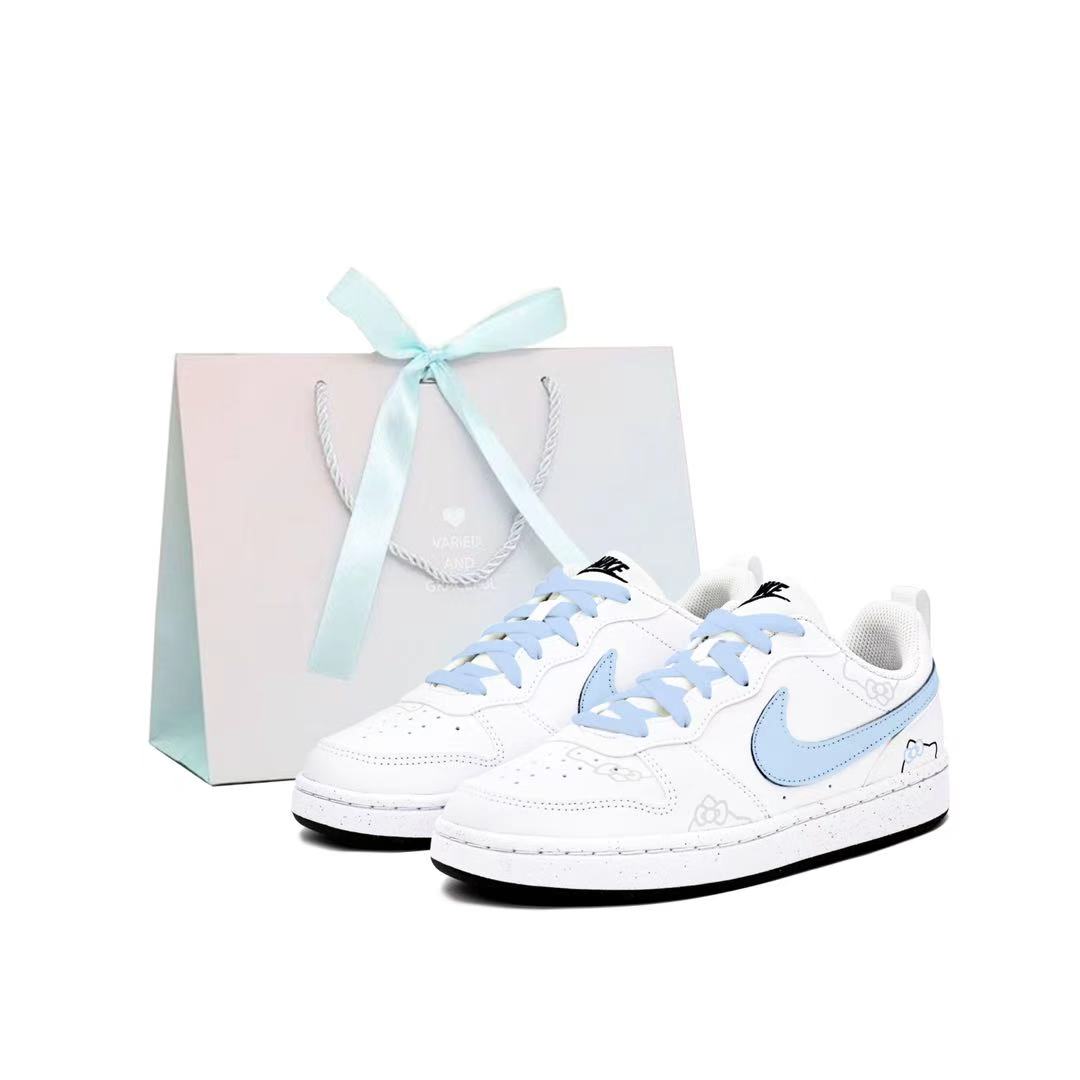 

Nike Скейтерские кроссовки Court Borough Energetic Katy Blue для детей, синие белые, unisex