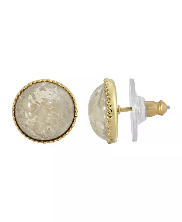 

Круглые серьги-гвоздики из полудрагоценных камней золотистого оттенка 2028, brown