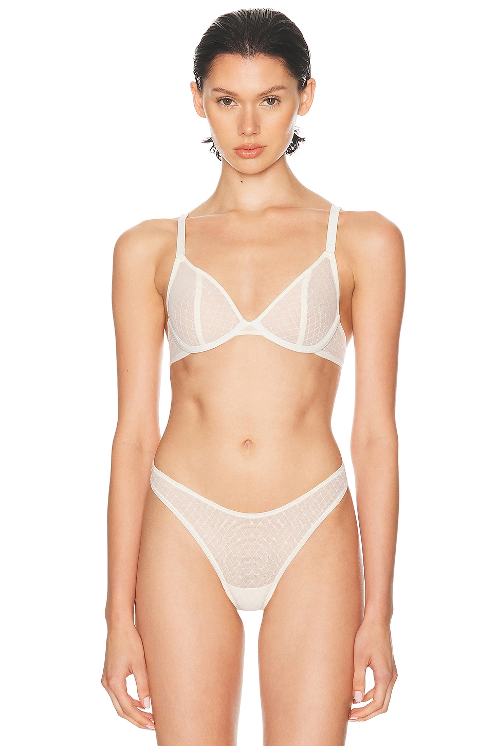 

Пышный кружевной бюстгальтер с глубоким вырезом Trellis Lace Plunge Bra Cuup, Salt