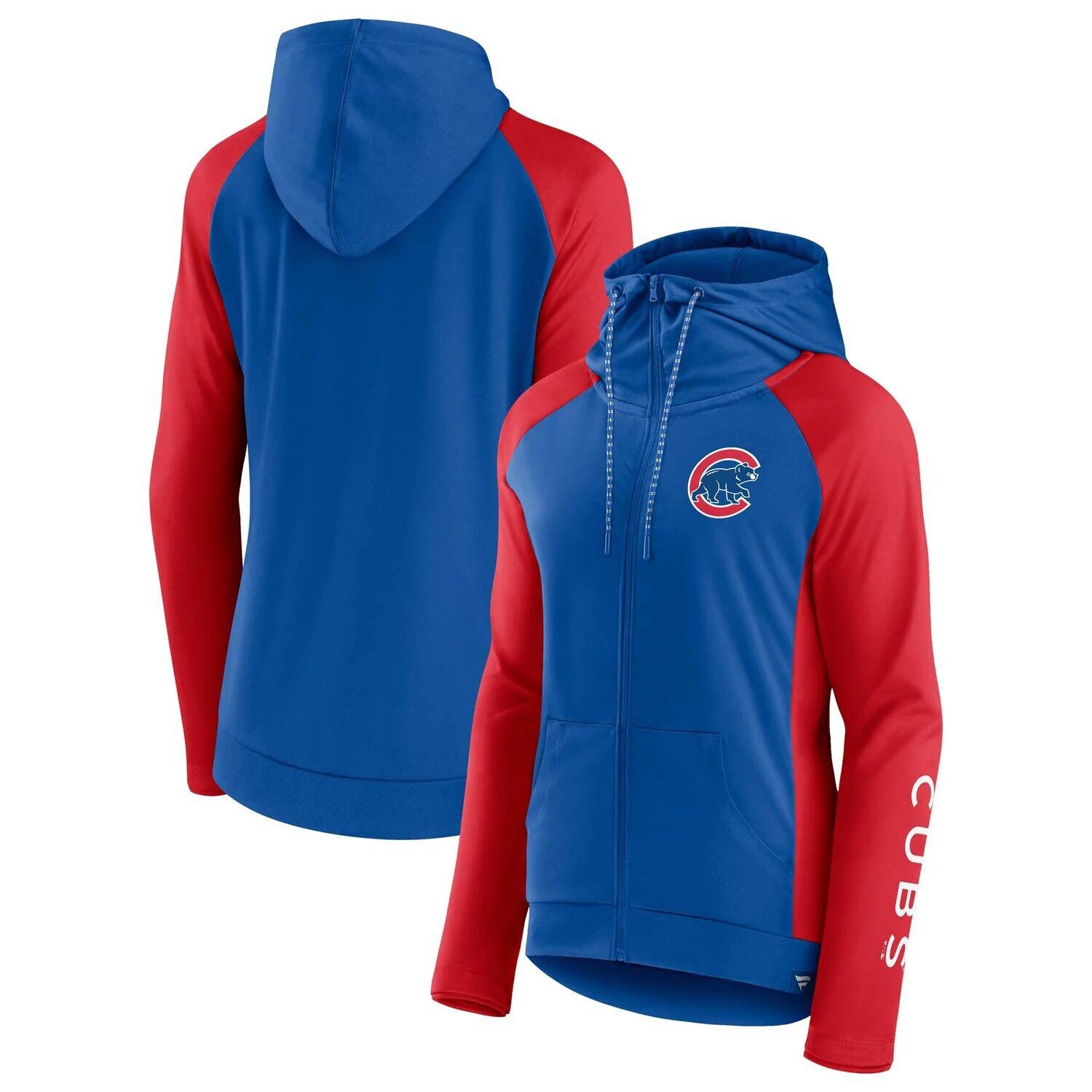 

Женская толстовка с молнией во всю длину и логотипом Fanatics Royal/Red Chicago Cubs Iconic реглан Fanatics