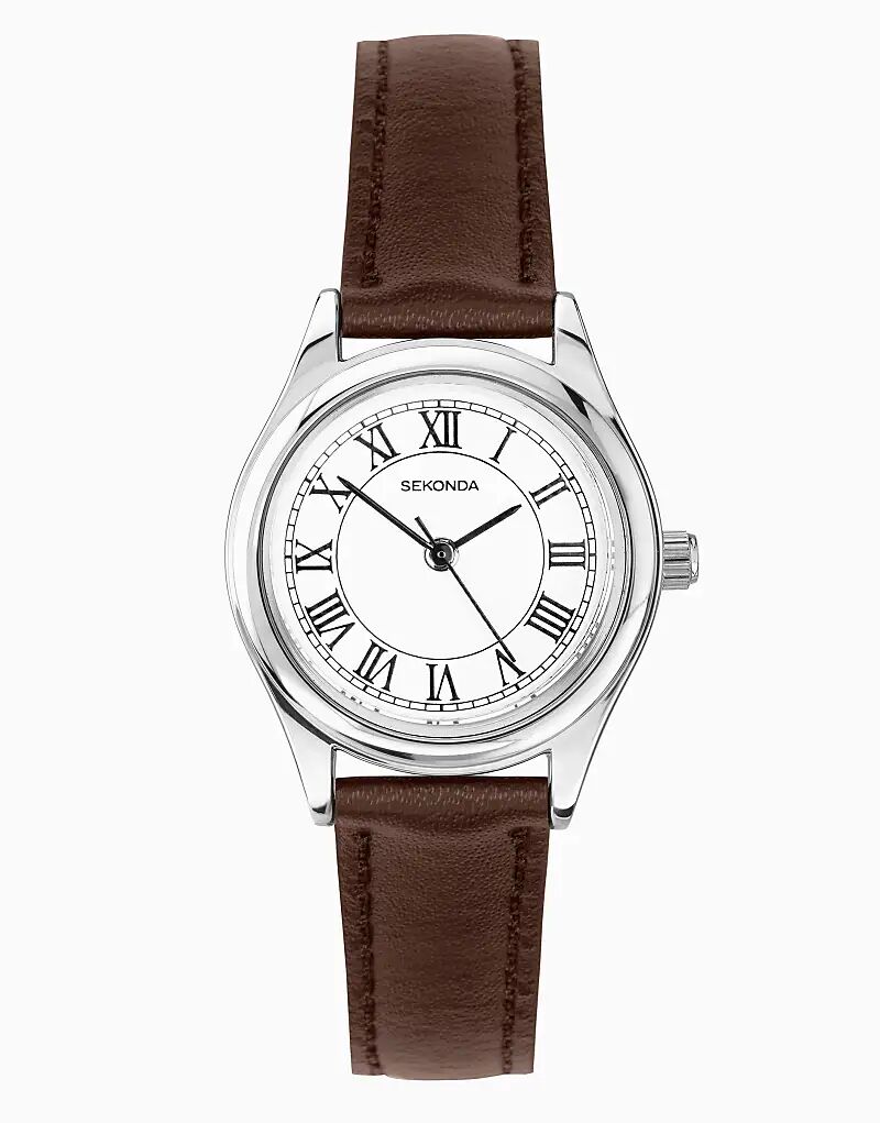 

Часы Sekonda Evans 25 мм круглые серебряные коричневого цвета