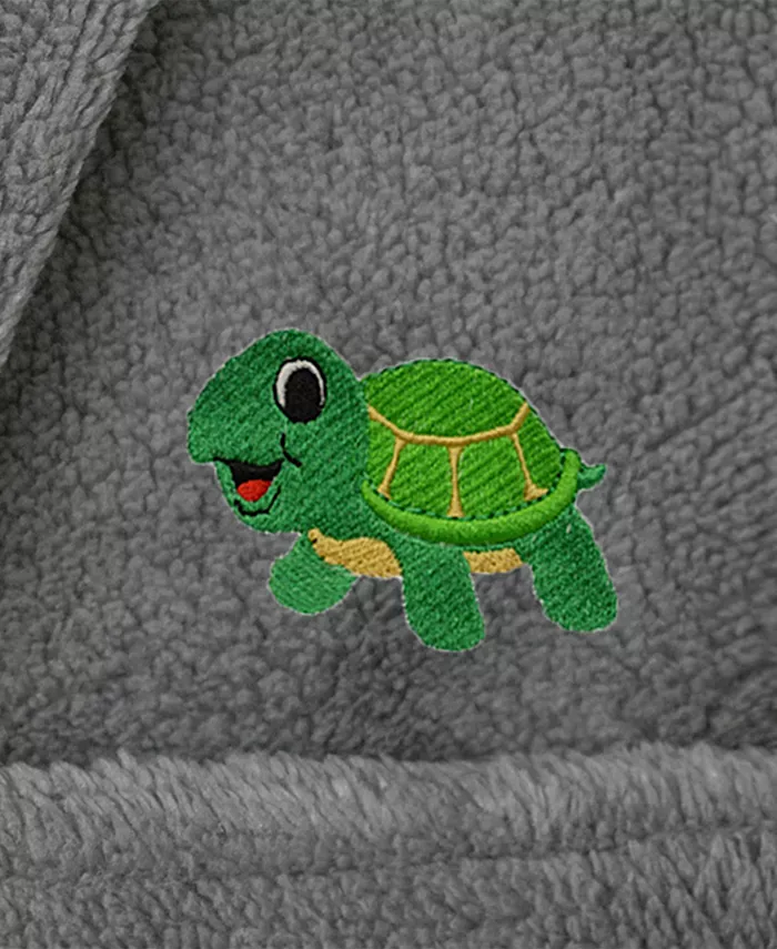 Детские плюшевые махровые халаты с капюшоном Turtle Super Plush Double Brushed Linum Home, серый — фото 2