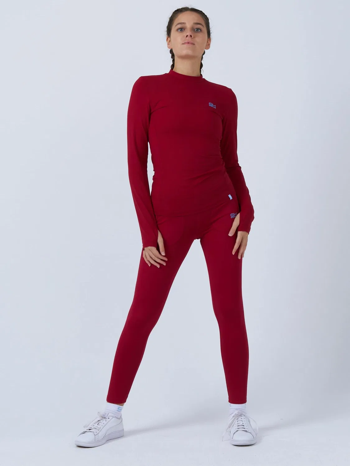 Спортивная футболка Sportkind Performance Shirt High Neck Long Sleeve Shirt в бордовом цвете
