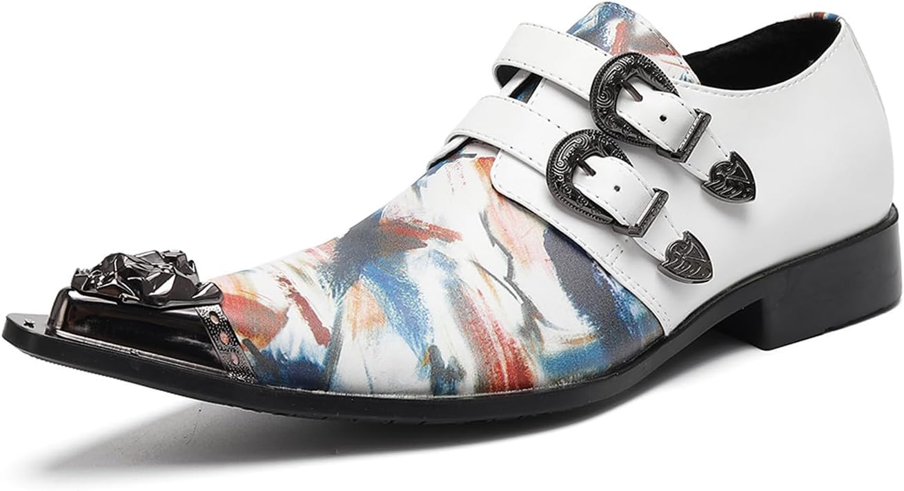 

Мужские лоферы Santimon, слипоны из кожи для свадьбы, с металлическим носком, с двойной пряжкой, монк-страп, модные, повседневные, для вечеринок, балов, вестерн-лоферы, туфельки под смокинг, летняя обувь, белый