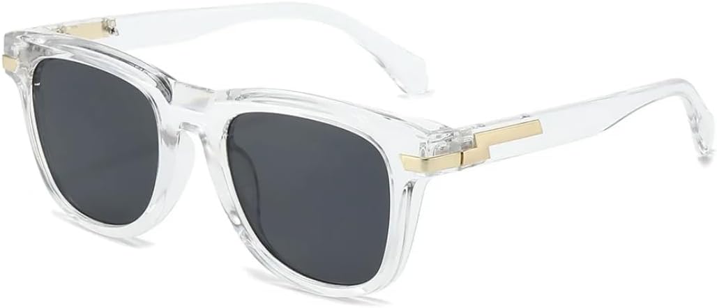 

Ретро-градиентные прямоугольные женские солнцезащитные очки с оригинальной оправой, подходящие для мужчин и повседневной носки, защита от УФ-излучения UV400 UATXTAU, Transparent Black