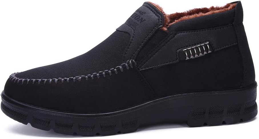 

Мужские зимние ботинки-мокасины с меховой подкладкой, теплые туфли-лоферы, подходящие для вождения, дома и на улице, нескользящие, для пожилых, кроссовки для прогулок Asifn, черный