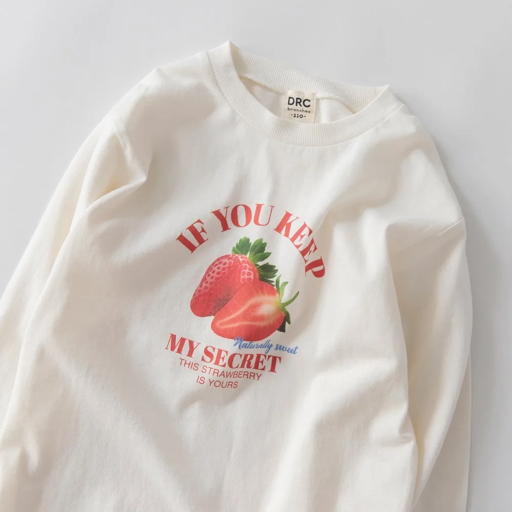 Футболка с длинными рукавами с различными графическими принтами Branshes, 91: Off-white_Strawberry — фото 2