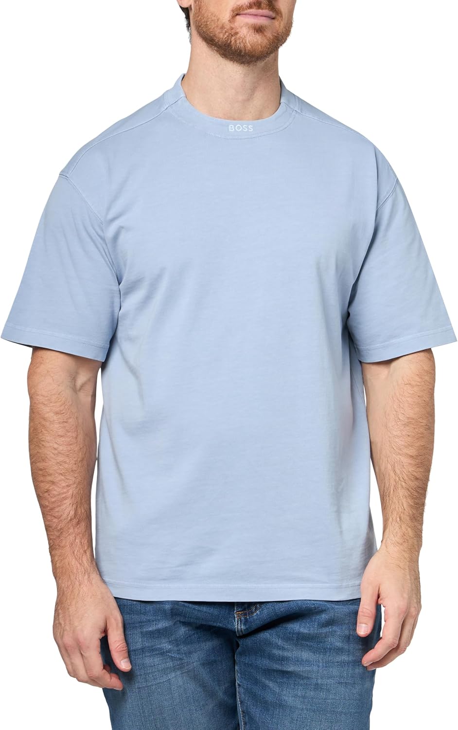 

Мужская футболка BOSS с логотипом и воротником из одного джерси, Forever Blue, Синий, Мужская футболка BOSS с логотипом и воротником из одного джерси, Forever Blue