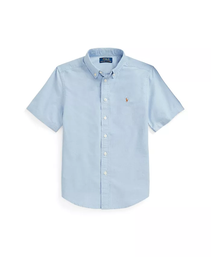 

Хлопковая короткорукавная рубашка Oxford для мальчиков старшего возраста Polo Ralph Lauren, синий