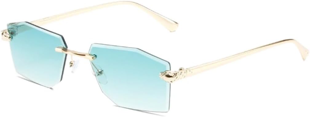 

Солнцезащитные очки с защитой UV400 | Без оправы в стиле панк с металлическими шарнирами | Для женщин и мужчин | Для занятий спортом на открытом воздухе и вождения DSVIGF, Gold-green