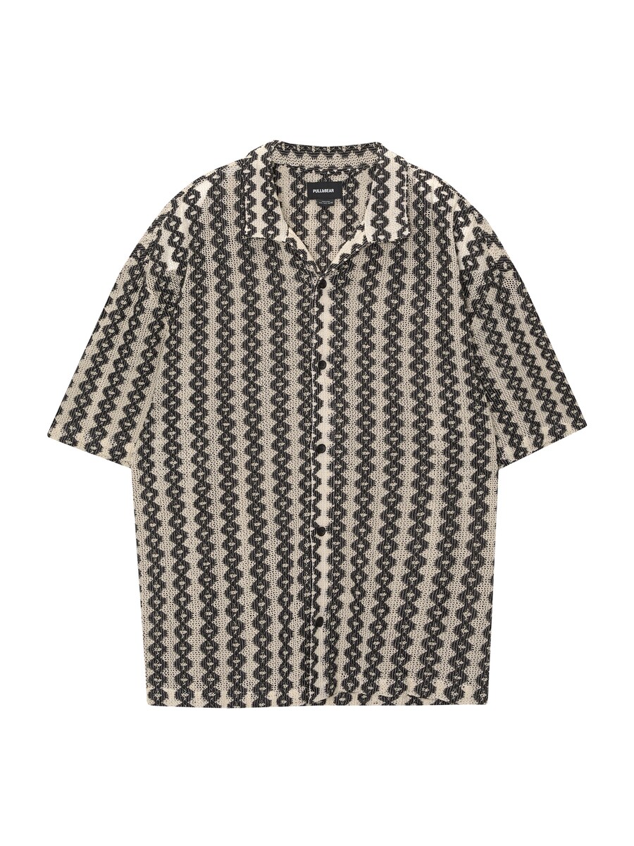 

Повседневная рубашка Pull&Bear Comfort fit Button Up Shirt, цвет cream/black