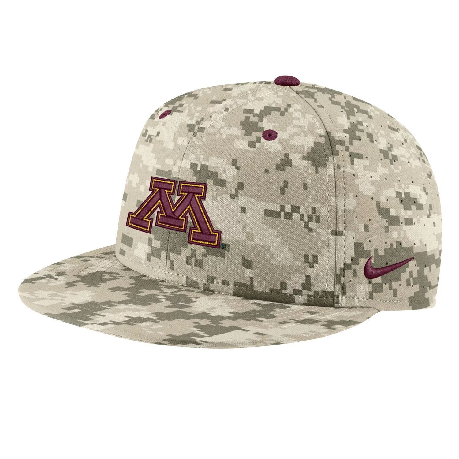 

Мужская приталенная бейсболка Nike Camo Minnesota Golden Gophers Aero True Baseball Performance