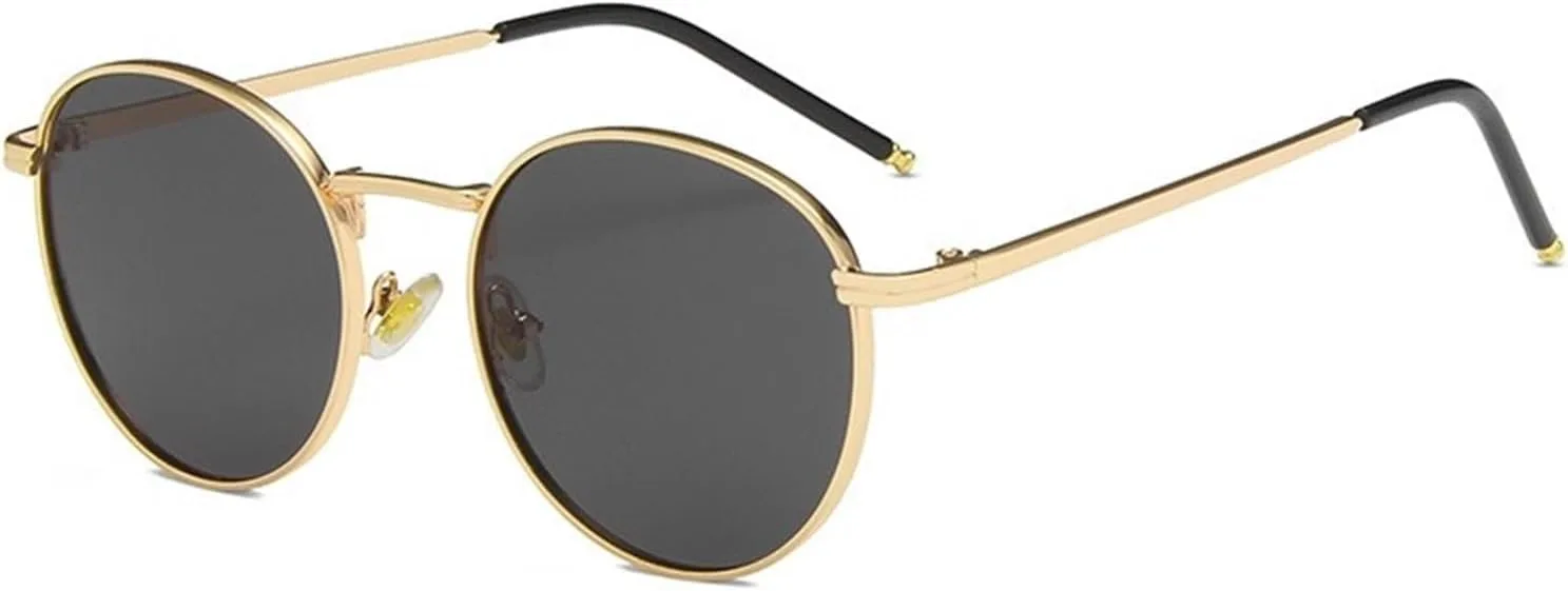 

Мужские солнцезащитные очки в круглой металлической оправе для отдыха и активного отдыха, женские солнцезащитные очки для поездок на работу Generic, Gold