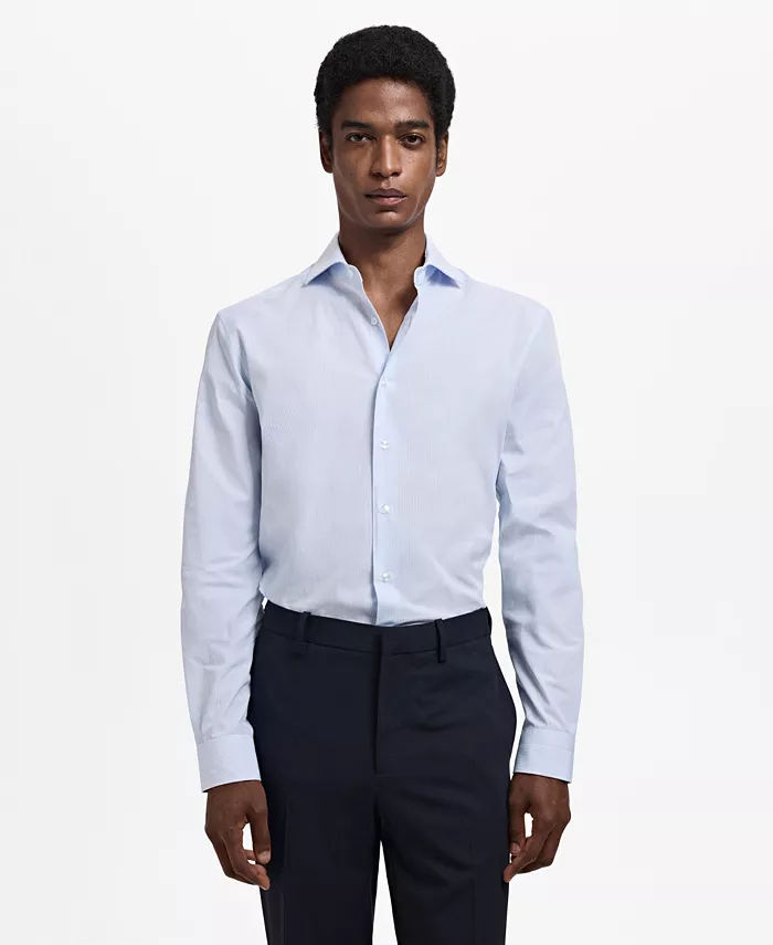 

Мужская облегающая рубашка с тысячью полос Mango, синий