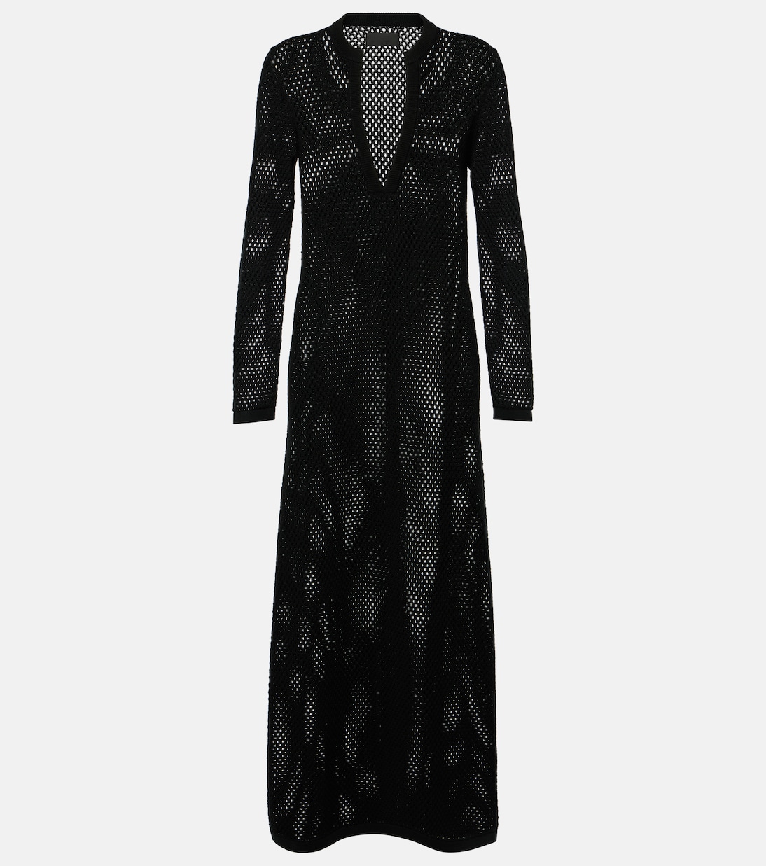 

Длинное платье Zera из хлопка ажурной вязки Nili Lotan, черный