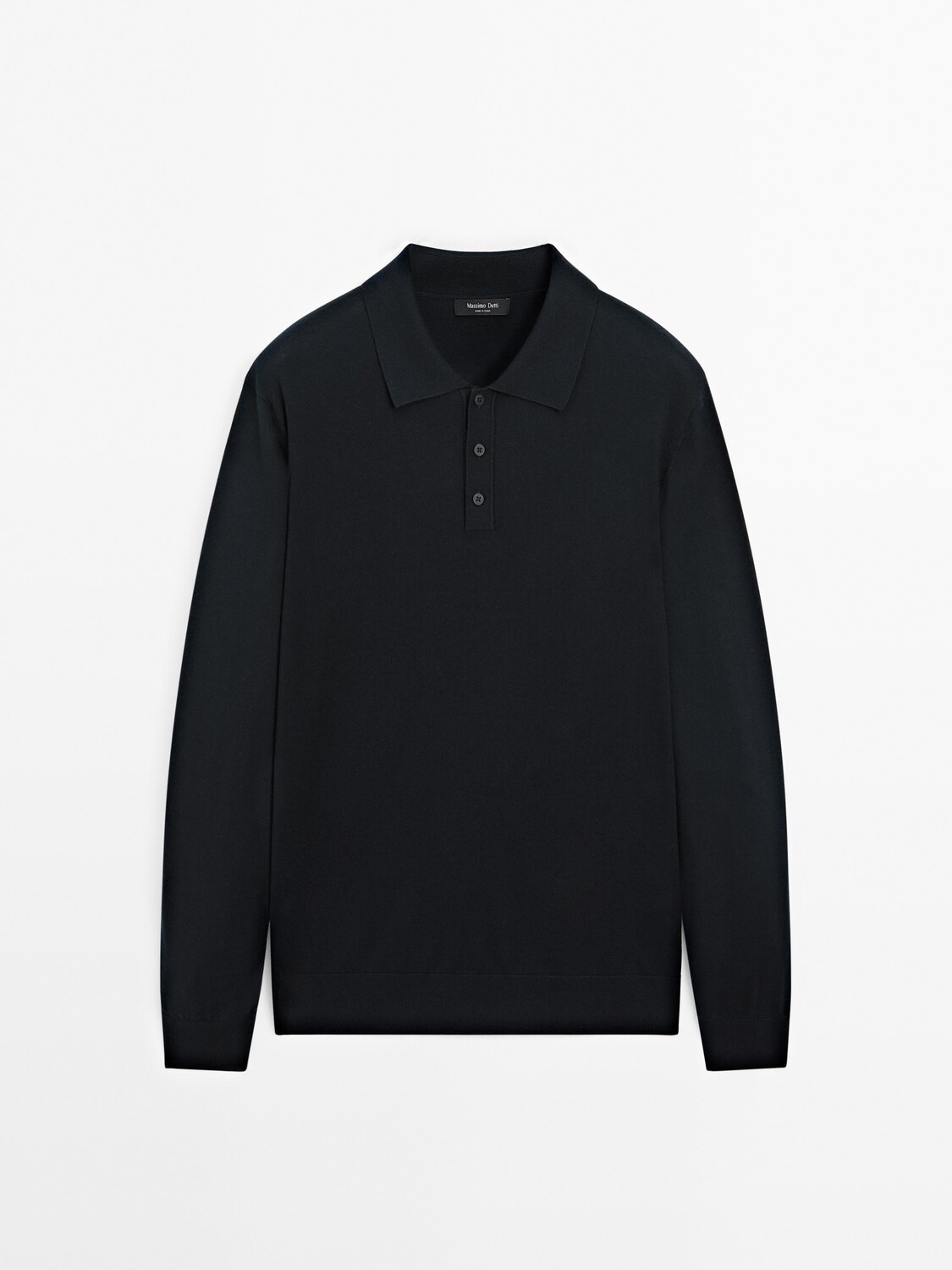 

Свитер-Поло из шерсти и хлопка Massimo Dutti, синий