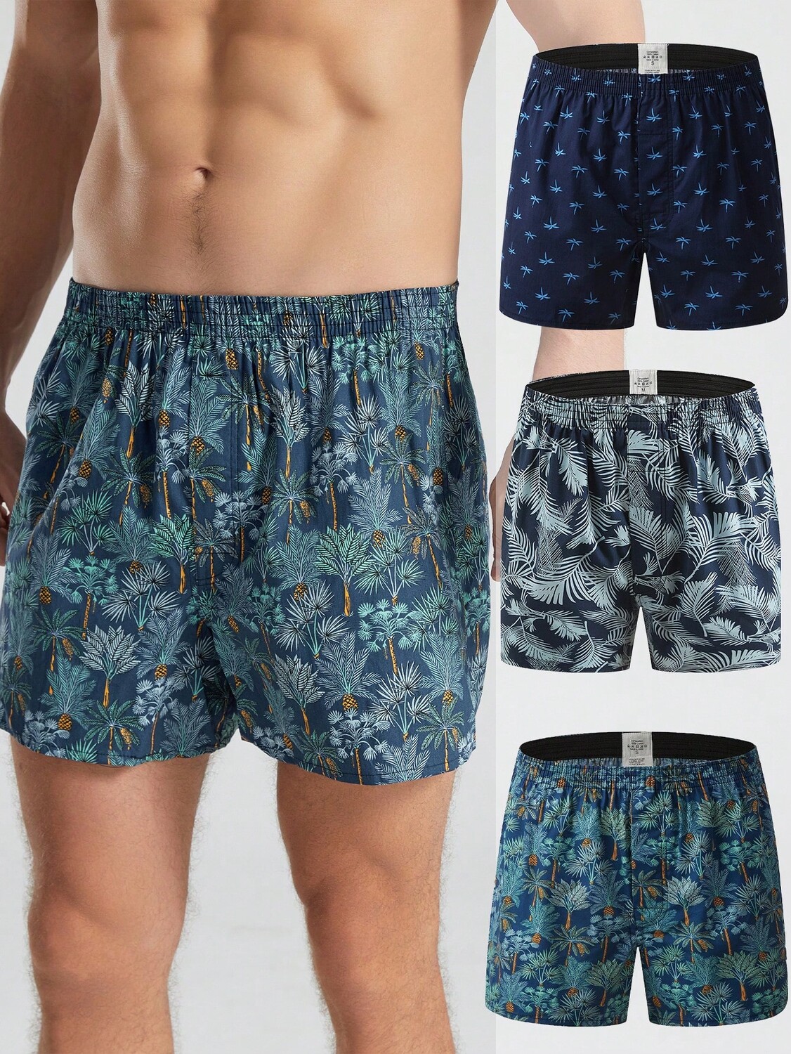 

3 шт. Боксеры, пижамные штаны, с рисунком, с принтом, разные цвета, мужские, удобные, мультиколор