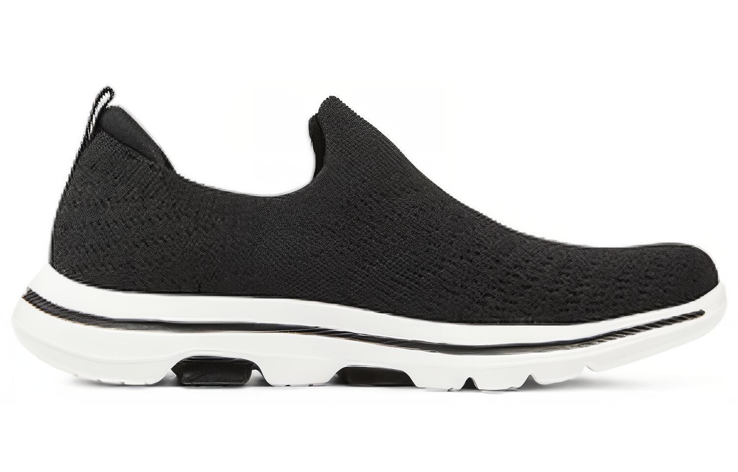 Слипоны Go Walk 5 женские с низким верхом, черные/белые Skechers — фото 2