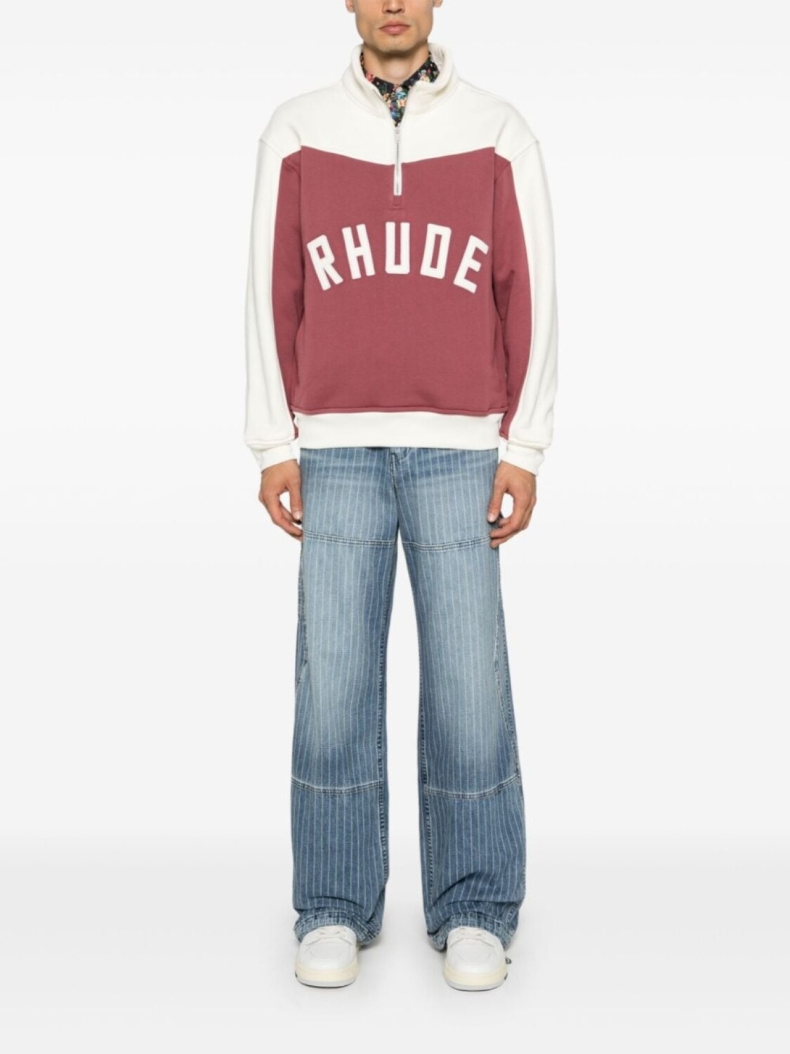 

RHUDE контрастная толстовка с полумолнией, красный