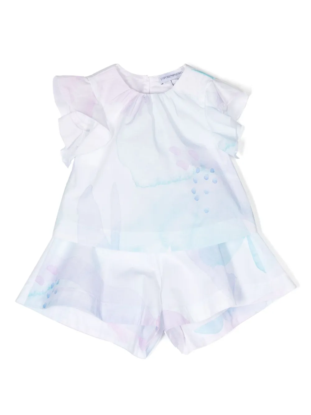 

Шорты с акварельным принтом Emporio Armani Kids, синий