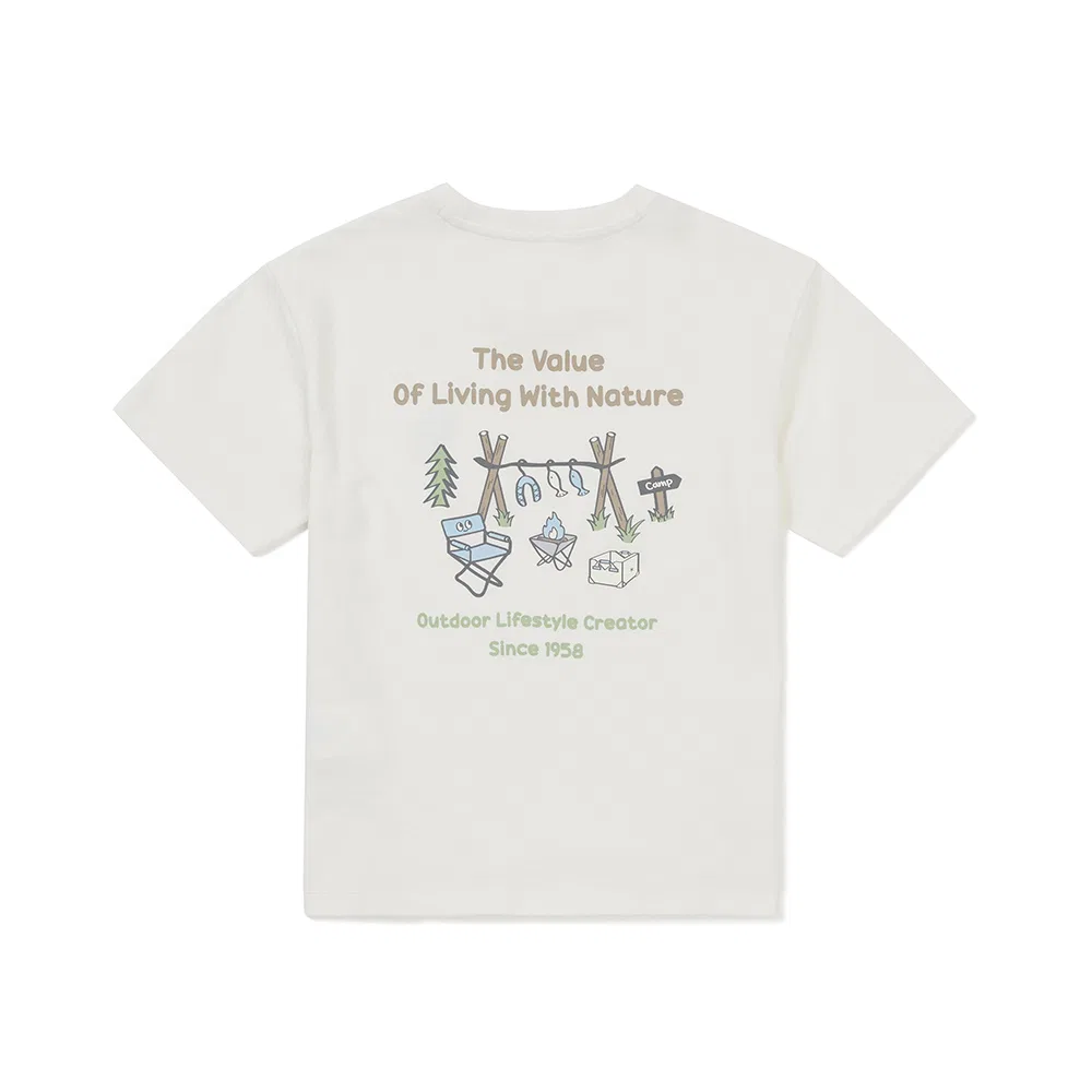 Детская футболка Sorona Camping с коротким рукавом Off White от Snowpeak Apparel Kids — фото 3
