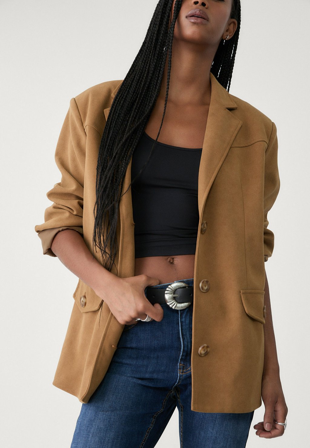 

Куртка из искусственной кожи Blazer Stradivarius, коричневый