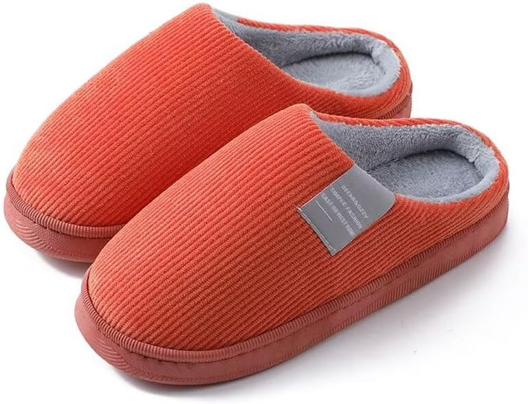 

Женские и мужские нескользящие удобные теплые хлопковые домашние тапочки Zonkacen, оранжевый