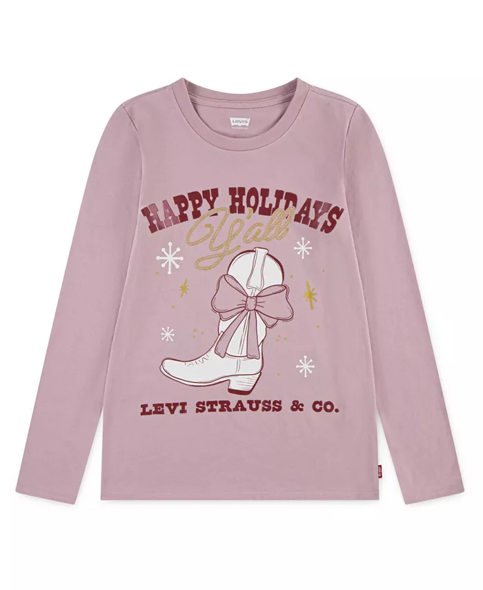 

Футболка с длинным рукавом с принтом Big Girls Boot Levi'S, розовый