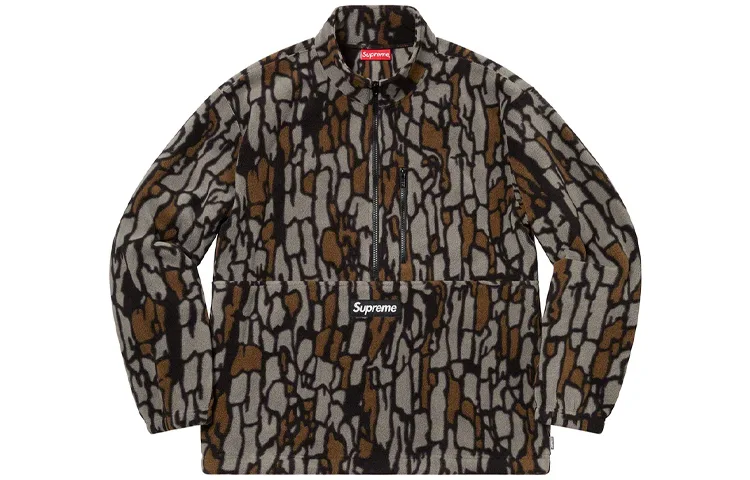 Полартек полу-зип худи FW21 Supreme, Gray Wood Grain