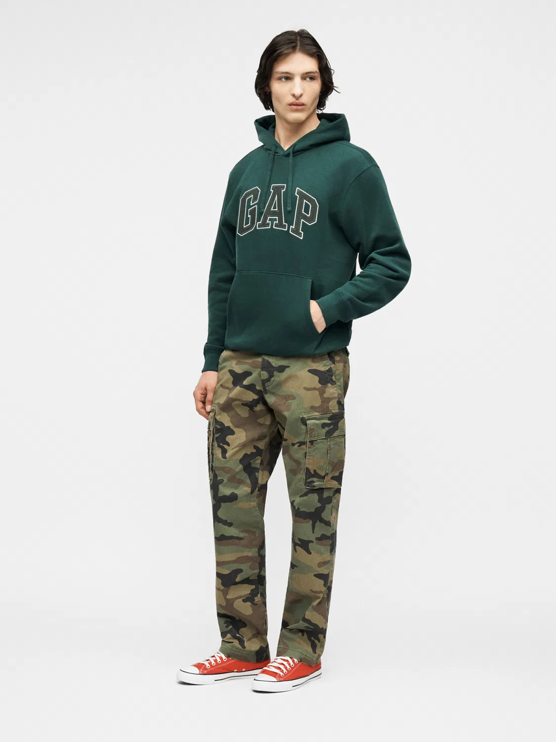 Толстовка Gap темно-зеленого цвета — фото 4