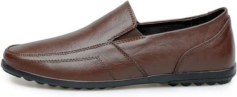 Лоферы кожаные Vegan Leather мужские, коричневые SayfuR — фото 2