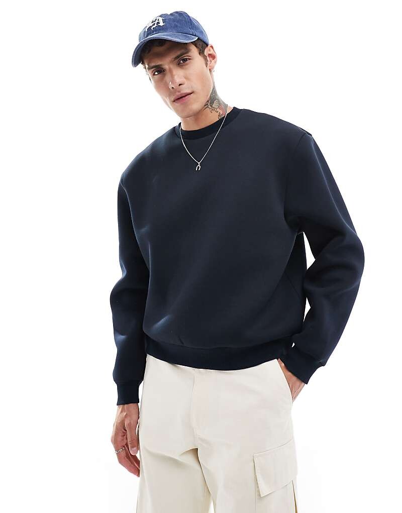 

ASOS DESIGN – темно-синяя толстовка свободного кроя из дайверского материала