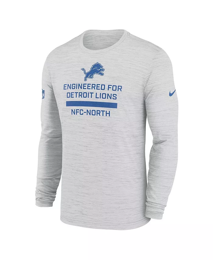 Мужская футболка с длинным рукавом Ash Detroit Lions Sideline Velocity Performance Nike — фото 2