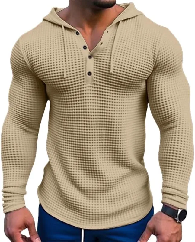 

Мужской худи с капюшоном и длинным рукавом, waffle knit, muscle fit CHXLQQX