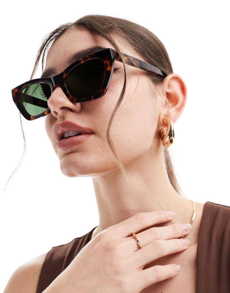 

ASOS DESIGN — солнцезащитные очки «кошачий глаз» из ацетата черепаховой расцветки с поляризованными линзами